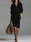 Women's Oversized Knit Sweater Dress Long Sleeve Button-Neck Casual Winter - Victrafia