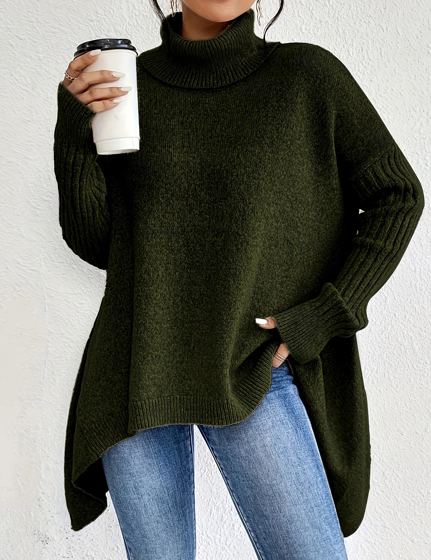 Women's Oversized Turtleneck Sweater Loose Knit Pullover Casual Winter - Victrafia