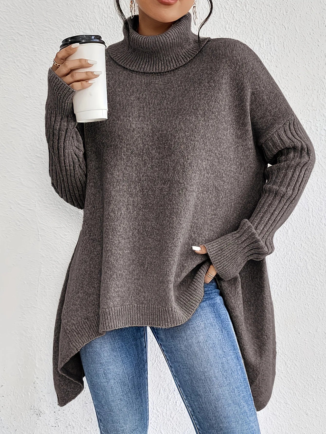 Women's Oversized Turtleneck Sweater Loose Knit Pullover Casual Winter - Victrafia