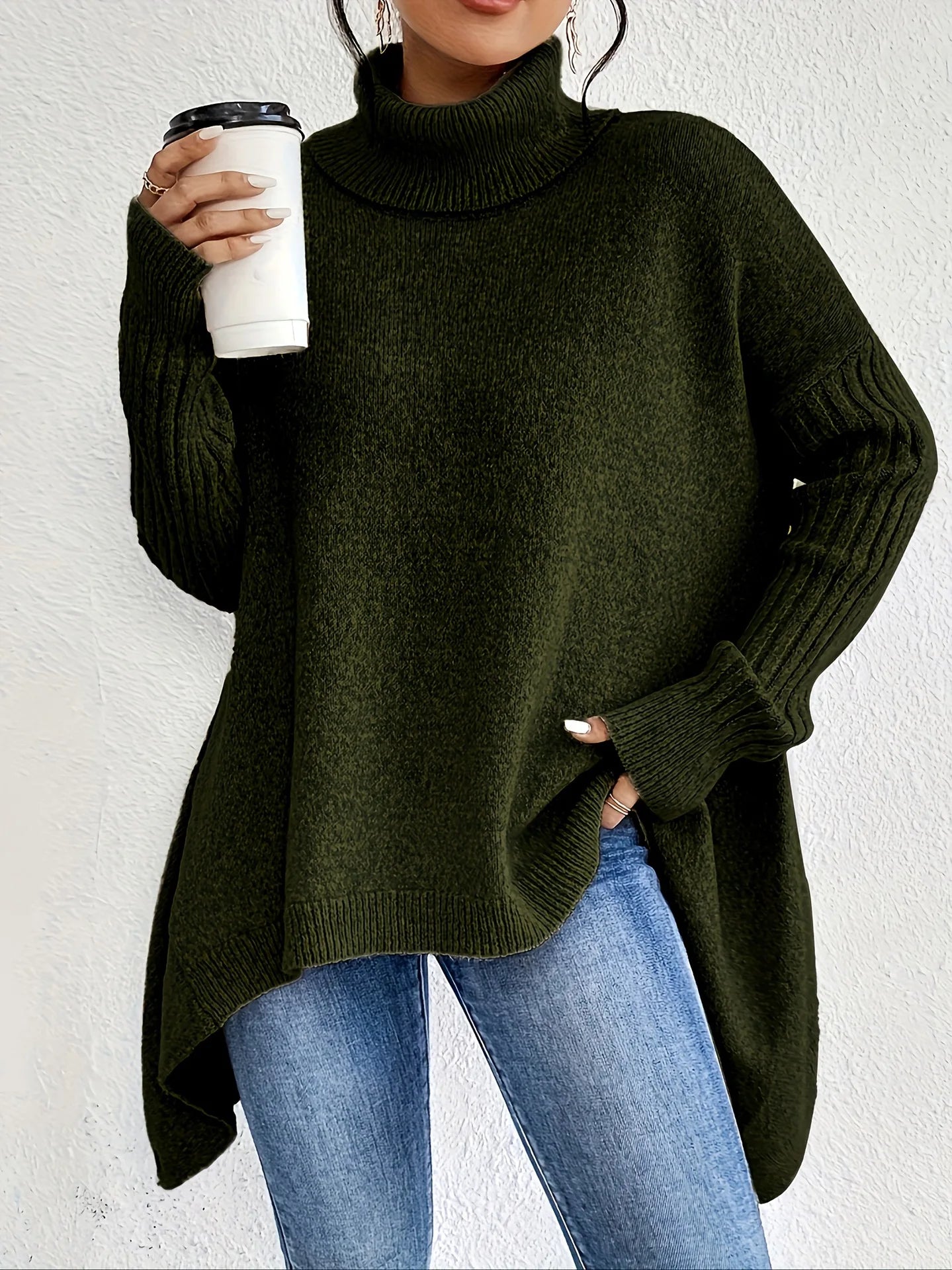 Women's Oversized Turtleneck Sweater Relaxed Fit Casual Winter Pullover - Victrafia