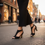 Women's Peep Toe Heels Cutout Ankle Booties Office Casual Block Heel Sandals - Victrafia