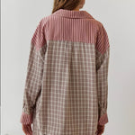 Women's Plaid Contrast Pajama Set Long Sleeve Shirt Wide Leg Pants Loungewear - Victrafia