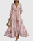 Women's Pleated Floral Midi Dress Wedding Guest V-Neck Ribbon Waist Flowy Summer - Victrafia