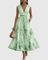 Women's Pleated Floral Midi Dress Wedding Guest V-Neck Ribbon Waist Flowy Summer - Victrafia