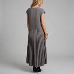 Women's Pleated Maxi Dress Sleeveless Wedding Guest Flowy Formal - Victrafia