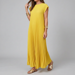 Women's Pleated Maxi Dress Sleeveless Wedding Guest Flowy Formal - Victrafia