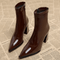Women's Pointed Toe Ankle Boots Block Heel Side Zip Evening Party Booties - Victrafia