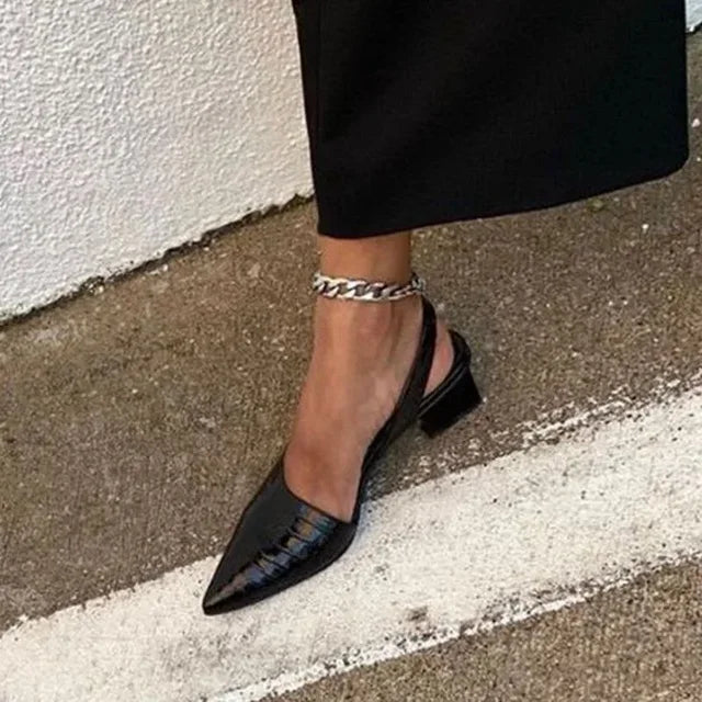 Women's Pointed Toe Slingback Pumps Low Block Heel Office Work Formal Wedding - Victrafia