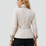 Women's Quilted Jacket Button-Down Collar Lightweight Fall Transitional Coat - Victrafia