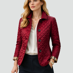 Women's Quilted Jacket Button-Down Collar Lightweight Fall Transitional Coat - Victrafia