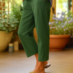 Women's Relaxed Fit Linen Trousers Straight Leg Casual Summer Pants Cuffed Hem - Victrafia
