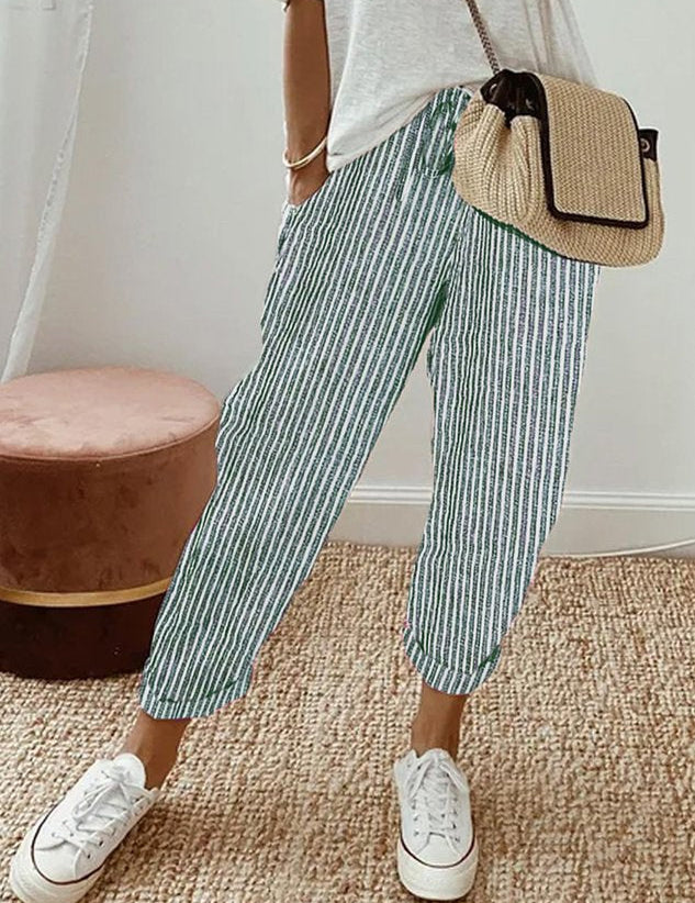 Women's Relaxed Linen Pants Drawstring Waist Casual Summer Joggers - Victrafia