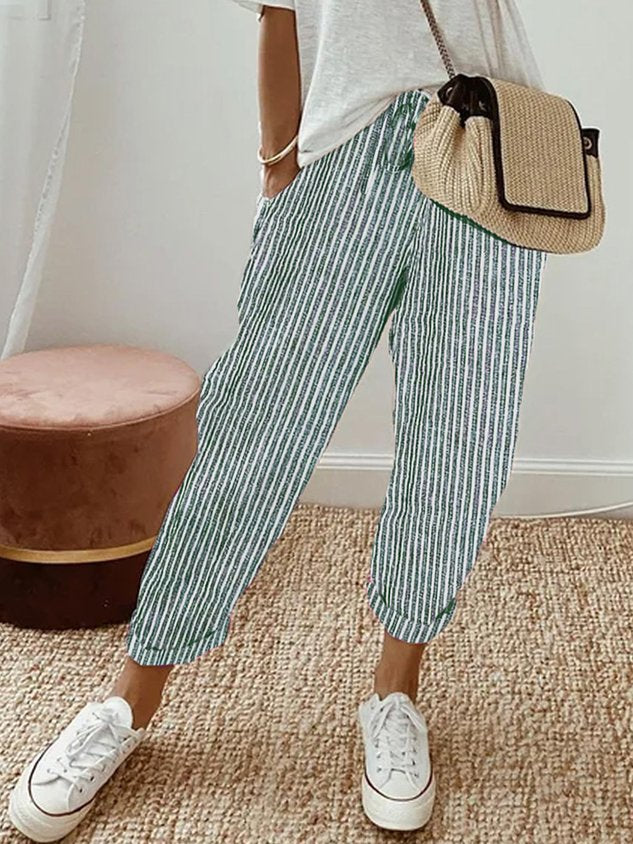 Women's Relaxed Linen Pants Drawstring Waist Casual Summer Joggers - Victrafia