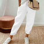 Women's Relaxed Linen Pants Drawstring Waist Casual Summer Joggers - Victrafia
