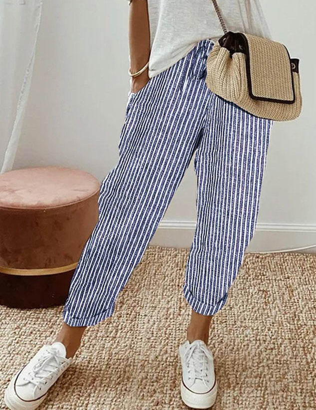 Women's Relaxed Linen Pants Drawstring Waist Casual Summer Joggers - Victrafia