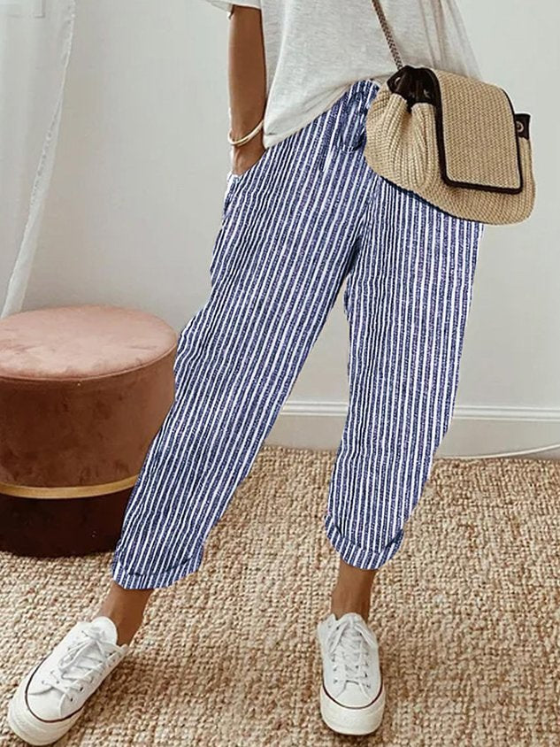 Women's Relaxed Linen Pants Drawstring Waist Casual Summer Joggers - Victrafia