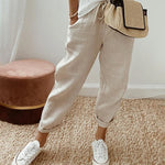 Women's Relaxed Linen Pants Drawstring Waist Casual Summer Joggers - Victrafia