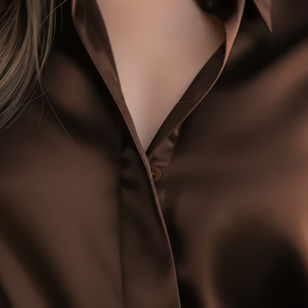 Women's Satin Blouse Long Sleeve Button-Down Office Workwear Shirt - Victrafia