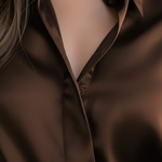Women's Satin Blouse Long Sleeve Button-Down Office Workwear Shirt - Victrafia