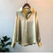 Women's Satin Blouse Long Sleeve Button-Down Office Workwear V-Neck Shirt - Victrafia