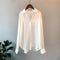 Women's Satin Blouse Long Sleeve Button-Down Office Workwear V-Neck Shirt - Victrafia