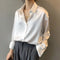 Women's Satin Blouse Long Sleeve Button-Down Structured Collar Office Workwear Evening - Victrafia