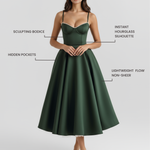 Women's Satin Corset Midi Dress Sweetheart Neckline Wedding Guest Formal - Victrafia