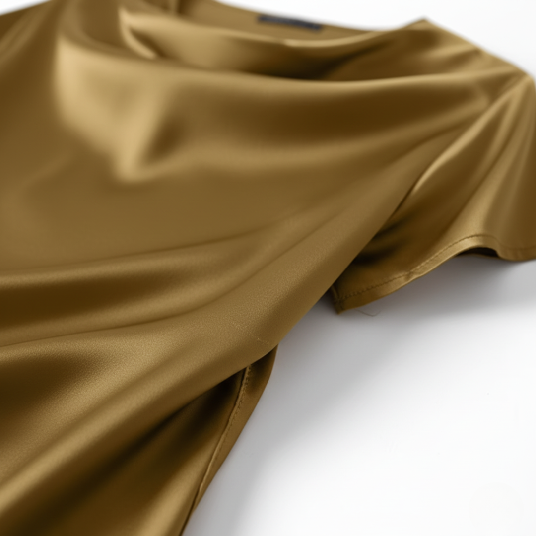 Women's Satin Cowl Neck Blouse Short Sleeve Office Workwear Evening Top - Victrafia