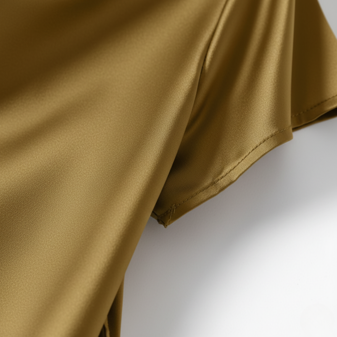 Women's Satin Cowl Neck Blouse Short Sleeve Office Workwear Evening Top - Victrafia