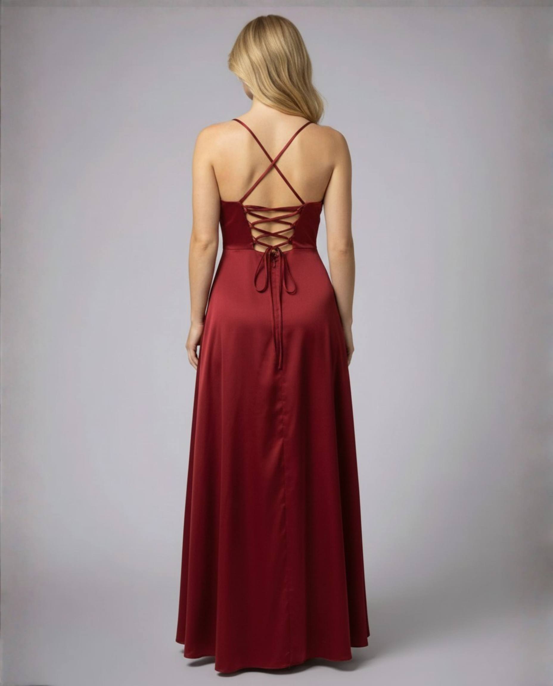 Women's Satin Maxi Dress Cowl Neck Spaghetti Strap Formal Evening Gown Slit - Victrafia