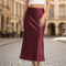 Women's Satin Midi Skirt High-Waisted Slip Skirt Wedding Guest Evening Office - Victrafia