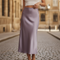 Women's Satin Midi Skirt High-Waisted Slip Skirt Wedding Guest Evening Office - Victrafia