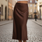 Women's Satin Midi Skirt High-Waisted Slip Skirt Wedding Guest Evening Office - Victrafia