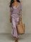 Women's Satin Slip Maxi Dress V-Neck Formal Evening Wedding Guest - Victrafia