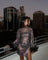 Women's Sequin Shimmer Mini Dress Long Sleeve Feather Cuff Cocktail Party Night Out - Victrafia