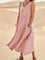 Women's Sleeveless Linen Midi Dress Relaxed Fit Casual Summer Vacation Pockets - Victrafia