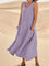 Women's Sleeveless Linen Midi Dress Relaxed Fit Casual Summer Vacation Pockets - Victrafia
