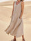 Women's Sleeveless Linen Midi Dress Relaxed Fit Casual Summer Vacation Pockets - Victrafia