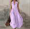 Women's Sleeveless Maxi Dress High-Waist Pleated Lapel Button-Front Summer Wedding Guest - Victrafia