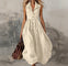 Women's Sleeveless Maxi Dress High-Waist Pleated Lapel Button-Front Summer Wedding Guest - Victrafia