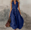 Women's Sleeveless Maxi Dress High-Waist Pleated Lapel Button-Front Summer Wedding Guest - Victrafia