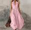 Women's Sleeveless Maxi Dress High-Waist Pleated Lapel Button-Front Summer Wedding Guest - Victrafia