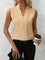 Women's Sleeveless Pleated V-Neck Blouse Office Workwear Casual Flowy Top - Victrafia