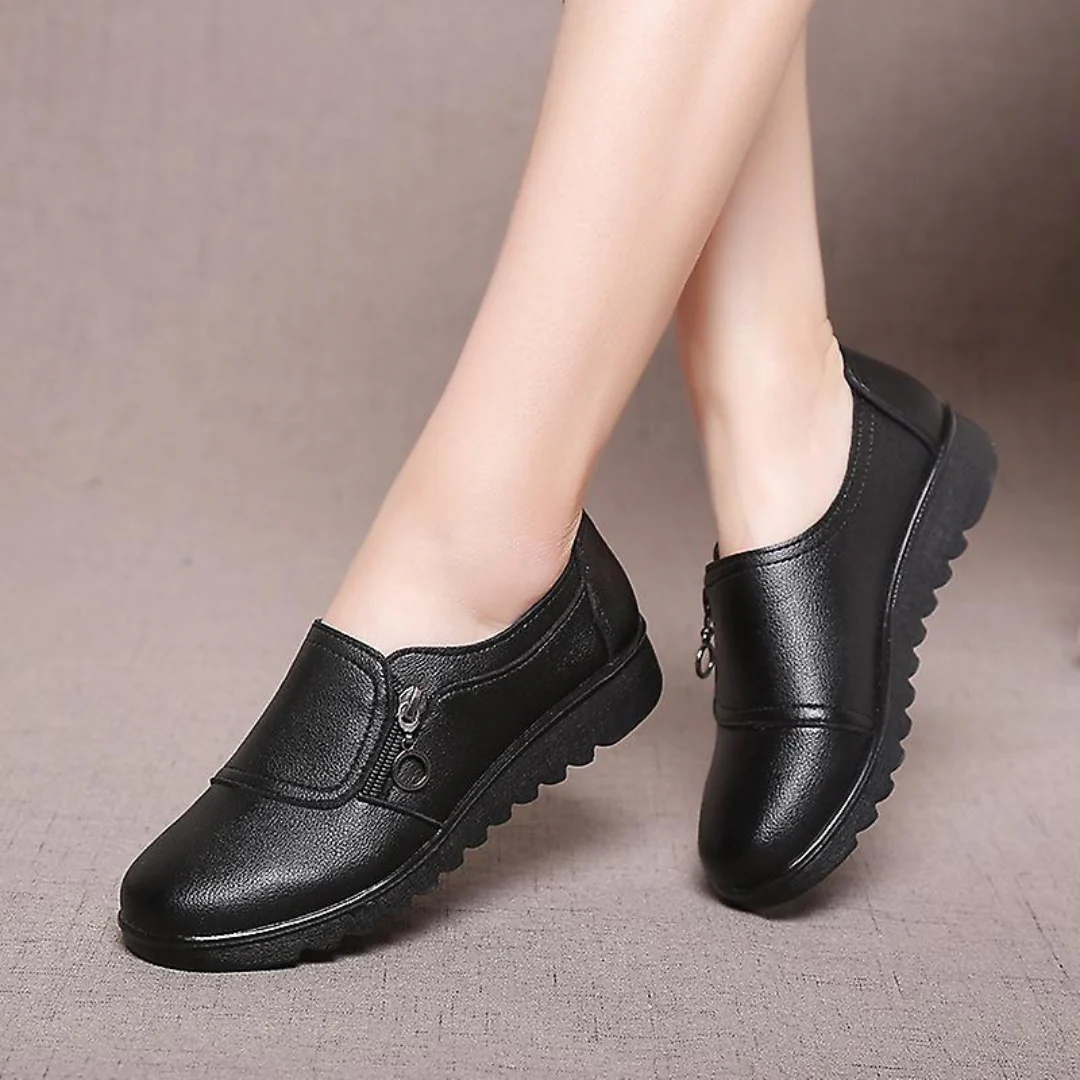 Women's Slip-On Loafers Cushioned Flat Casual Walking Shoes Side Zipper - Victrafia