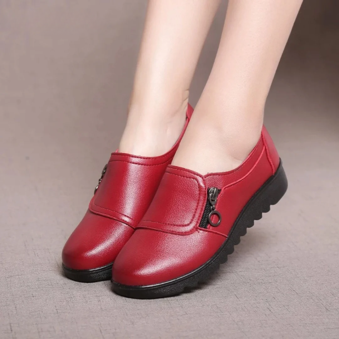 Women's Slip-On Loafers Cushioned Flat Casual Walking Shoes Side Zipper - Victrafia