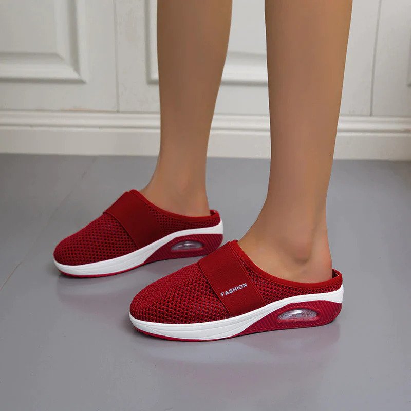 Women's Slip-On Mule Sneakers Breathable Mesh Air Cushion Casual Walking Shoes - Victrafia