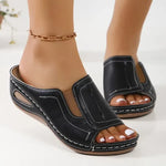 Women's Slip-On Wedge Slide Sandals Open Toe Cushioned Footbed Casual Summer - Victrafia