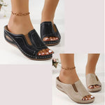 Women's Slip-On Wedge Slide Sandals Open Toe Cushioned Footbed Casual Summer - Victrafia