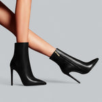 Women's Stiletto Heel Ankle Boots Pointed Toe Side Zip Evening Party - Victrafia