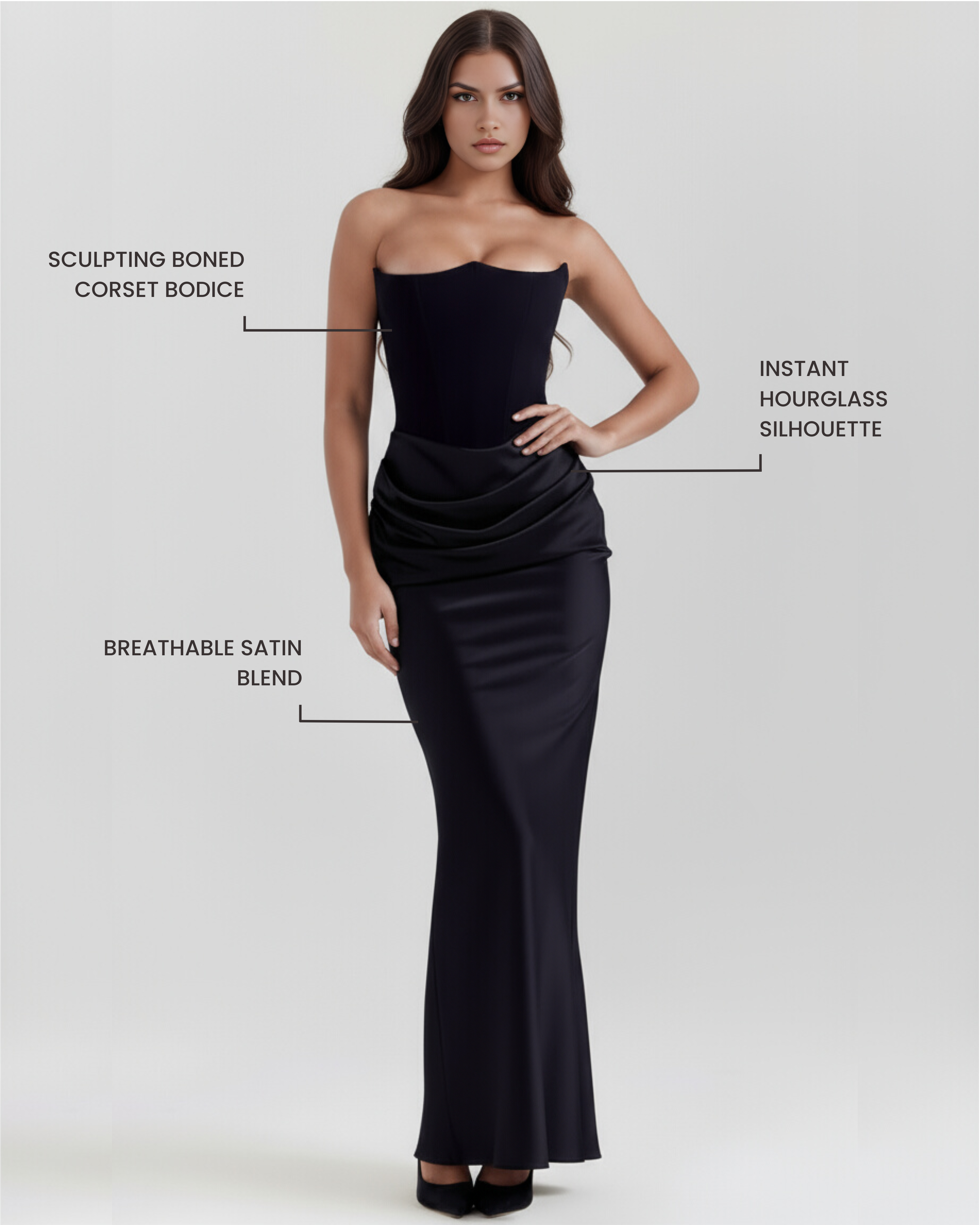 Women's Strapless Corset Maxi Dress Formal Evening Gown Wedding Guest - Victrafia